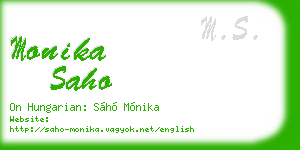 monika saho business card
